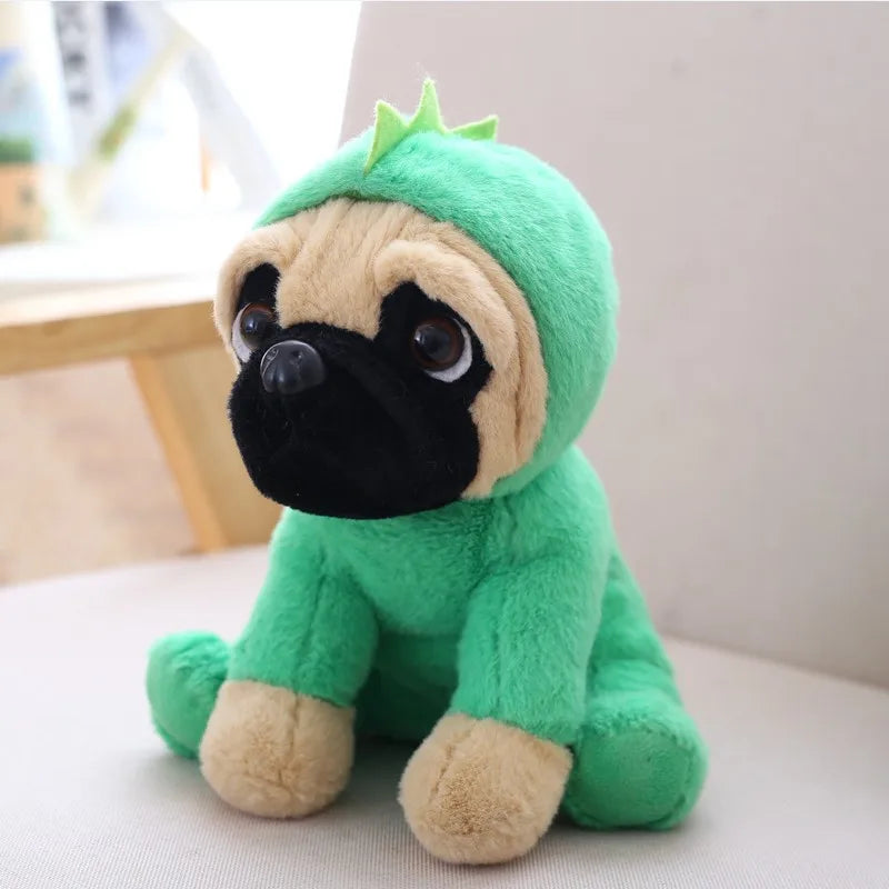 Fawn Pug Plush in Pink Hooded Onesie with Ears - Image 13