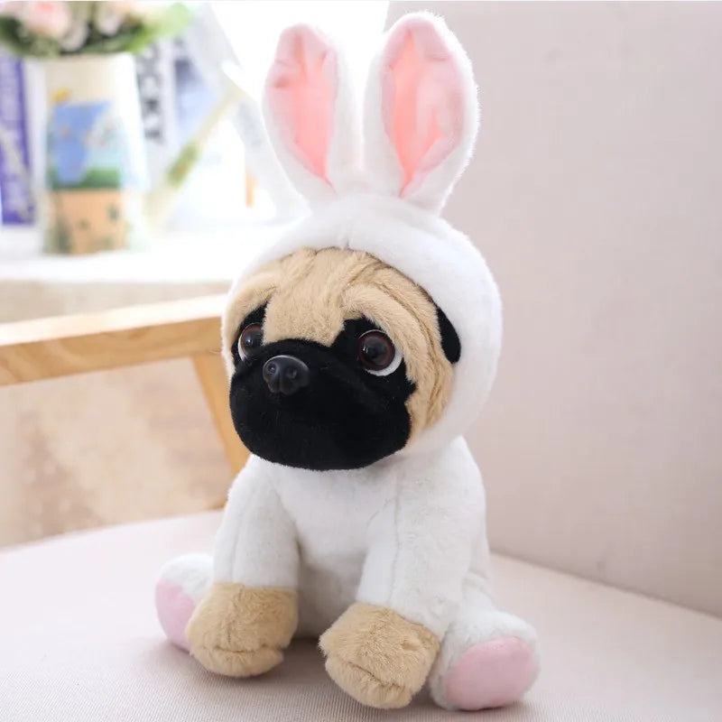 Fawn Pug Plush in Pink Hooded Onesie with Ears - Image 7