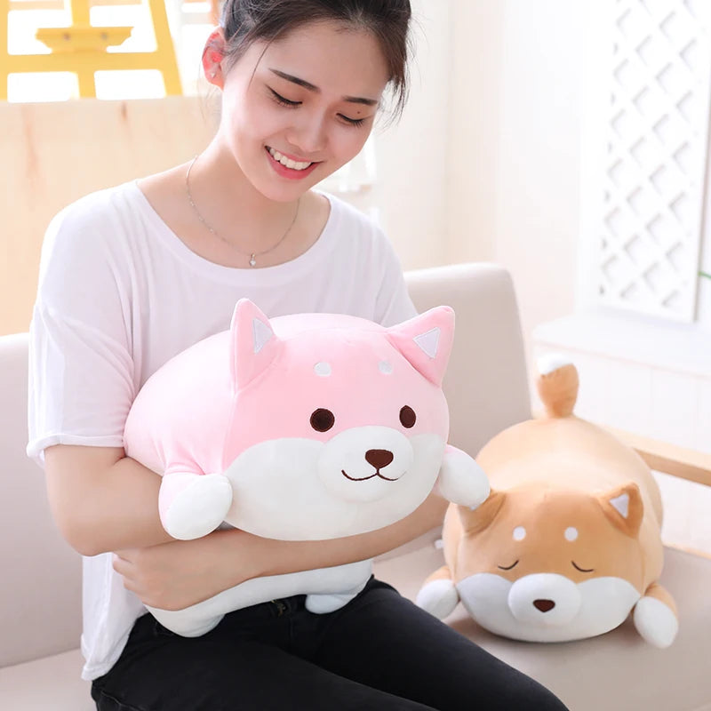 Cute Shiba Inu Plush Pillow with Paw Prints - Image 2