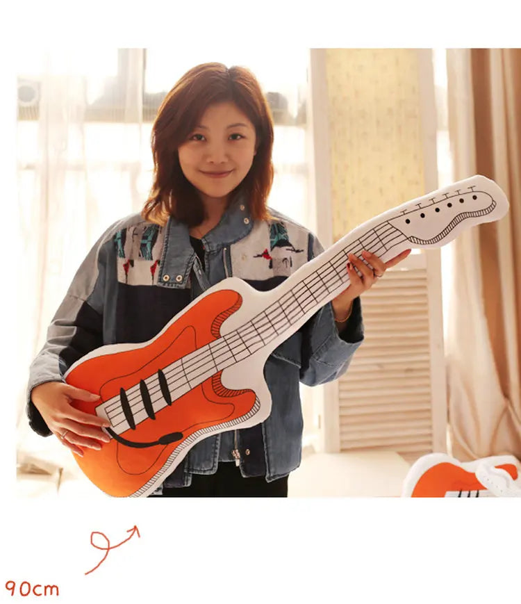 Orange Electric Bass Guitar Plush Pillow - Image 6