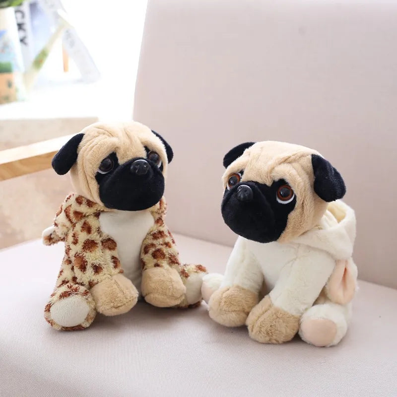 Fawn Pug Plush in Pink Hooded Onesie with Ears - Image 2