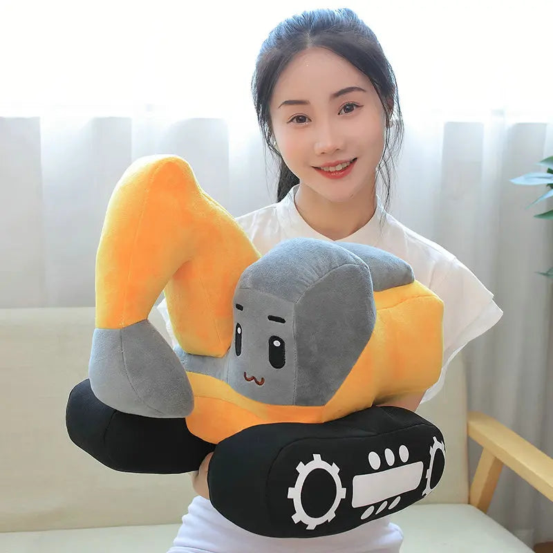 Cute Orange and Gray Excavator Plush Toy - Image 2