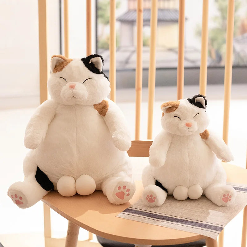 Chubby Calico Cat Plush with Smiling Face - Image 5