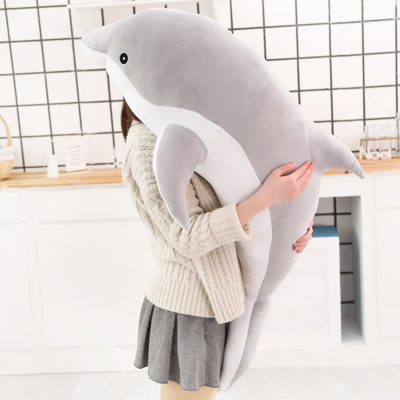 Oversized Light Blue Dolphin Plush Cuddle Pillow - Image 8