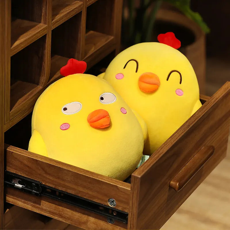 Bright Yellow Chick Plush Toy with Red Comb - Image 3