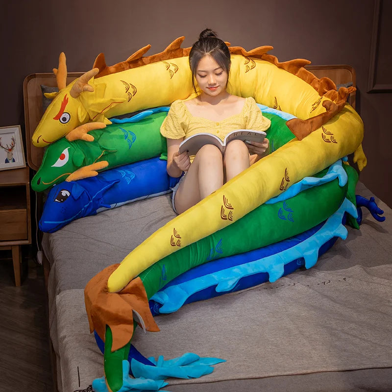 Long Colorful Dragon Plush Body Pillow - Image 3