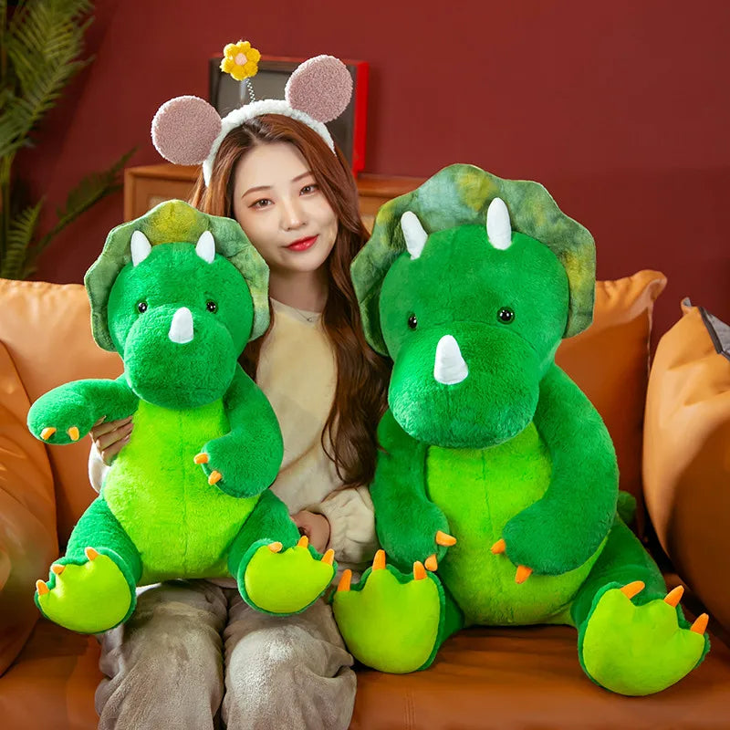 Oversized Green Triceratops Plush Dinosaur - Image 2