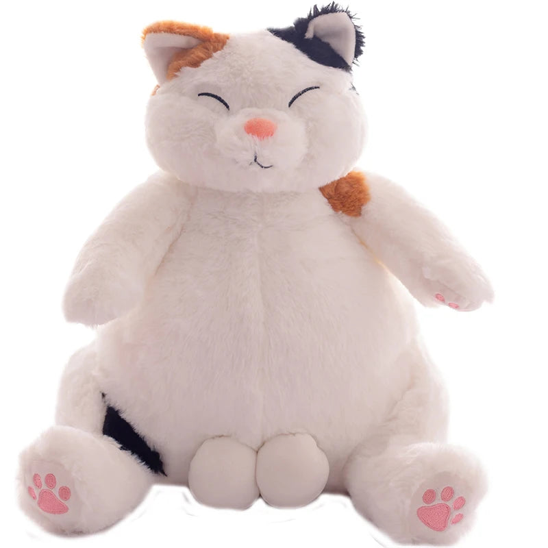 Chubby Calico Cat Plush with Smiling Face - Image 8