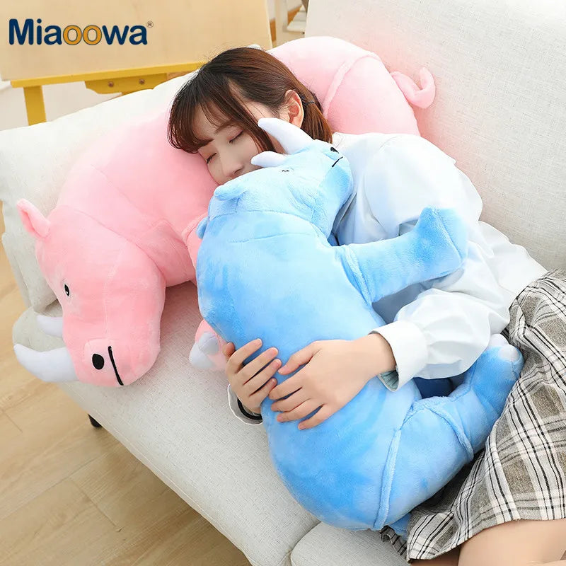 Adorable Sky Blue Rhino Plush Toy - Image 5