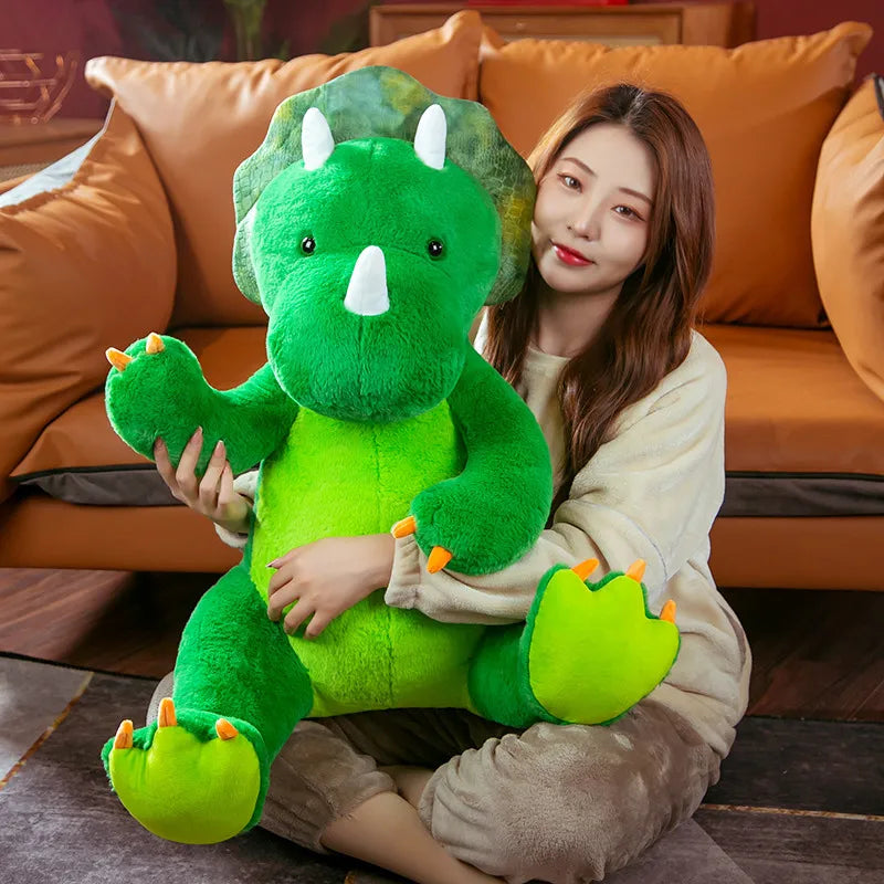 Oversized Green Triceratops Plush Dinosaur - Image 6