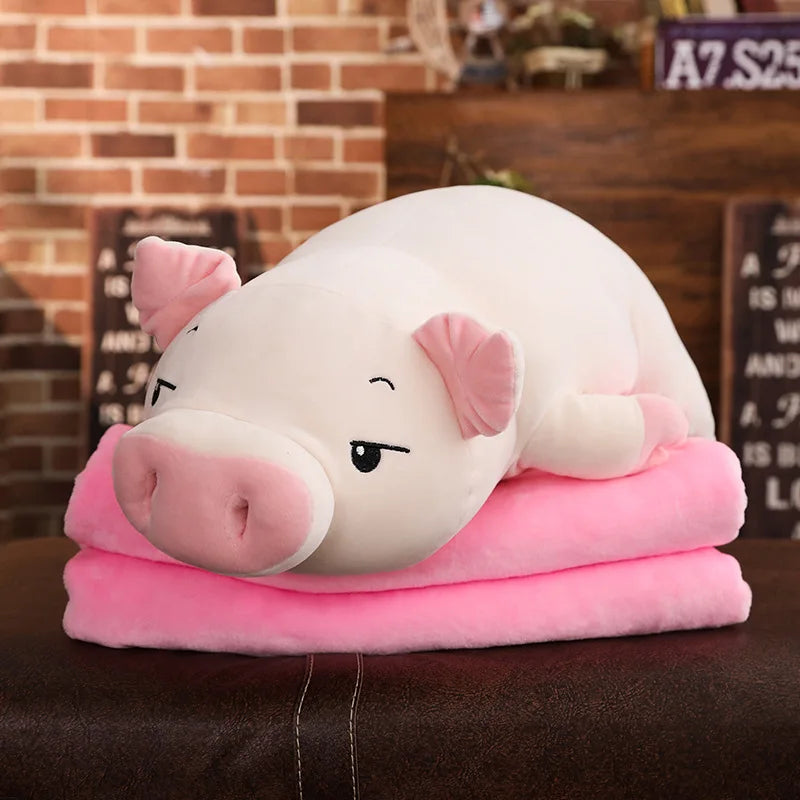 Chubby Lying Pink and Cream Pig Plush - Image 7