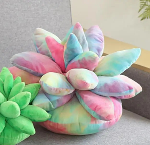 Rainbow Tie-Dye Succulent Plush Pillow - Image 5