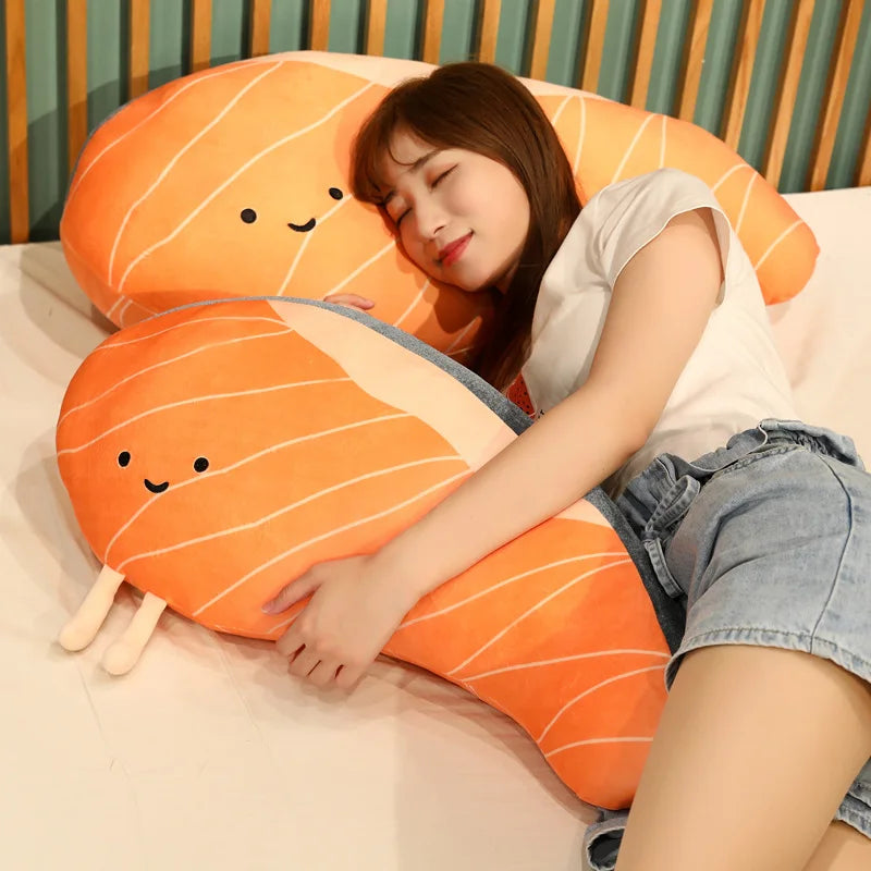 Cute Orange Salmon Fillet Plush Pillow - Image 4