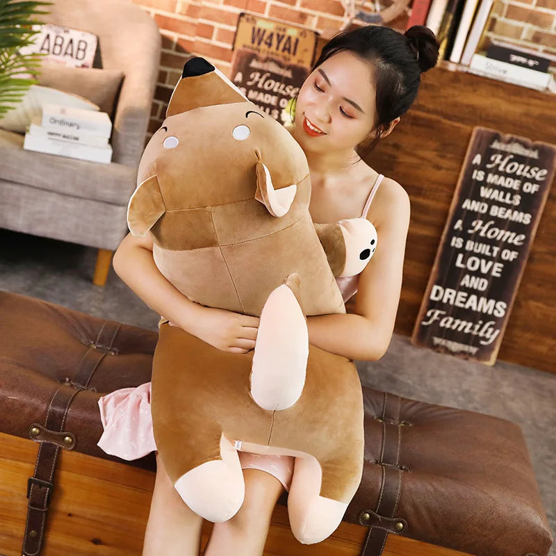 Soft Two-Tone Brown Fawn Plush Body Pillow - Image 5