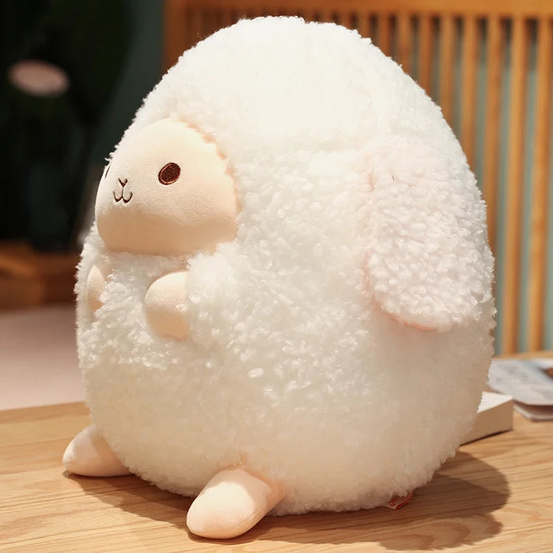 Adorable Cream White Round Sheep Plush - Image 2
