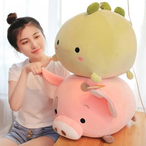 Cute Round Light Green Dino Plush Toy