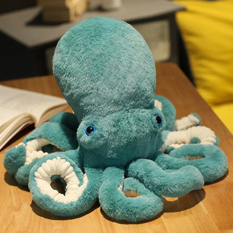 Fluffy Black Octopus Plush Toy with Blue Eyes - Image 9
