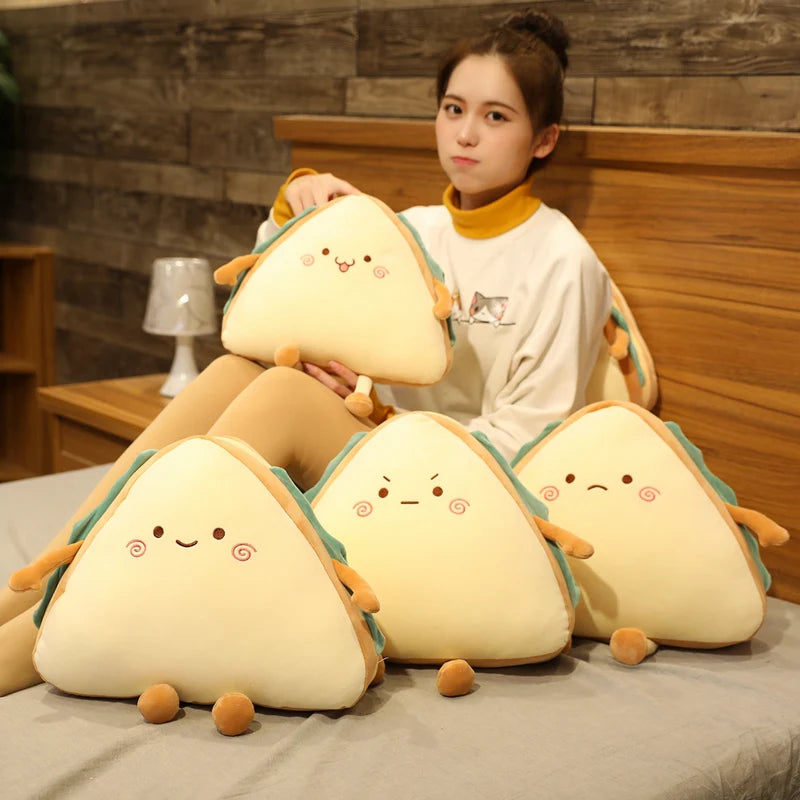 Cute Sandwich Plush Pillow with Expression Faces - Image 2