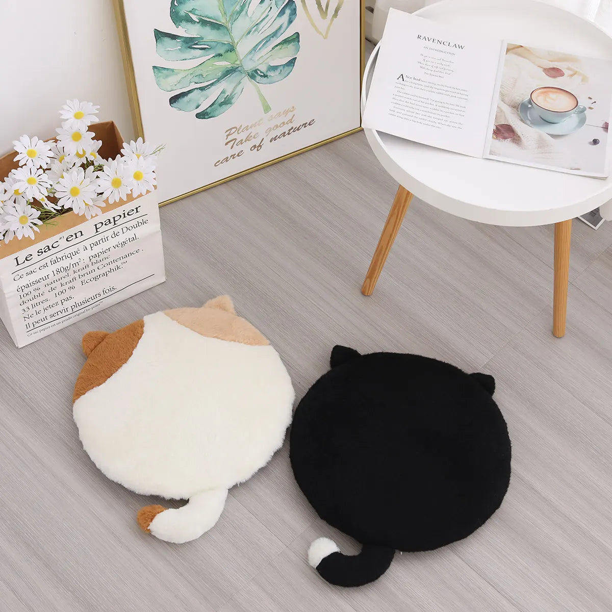 Adorable Plush Calico Cat Floor Cushion - Image 2