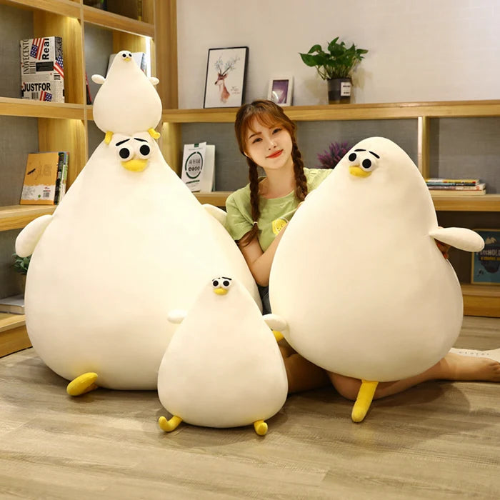 Chubby White Cartoon Bird Plush Pillow - Image 6