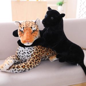 Hugging Spotted Leopard & Black Panther Plush