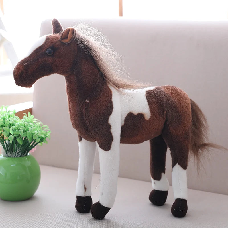 Realistic Brown and White Pinto Horse Plush Toy - Image 7