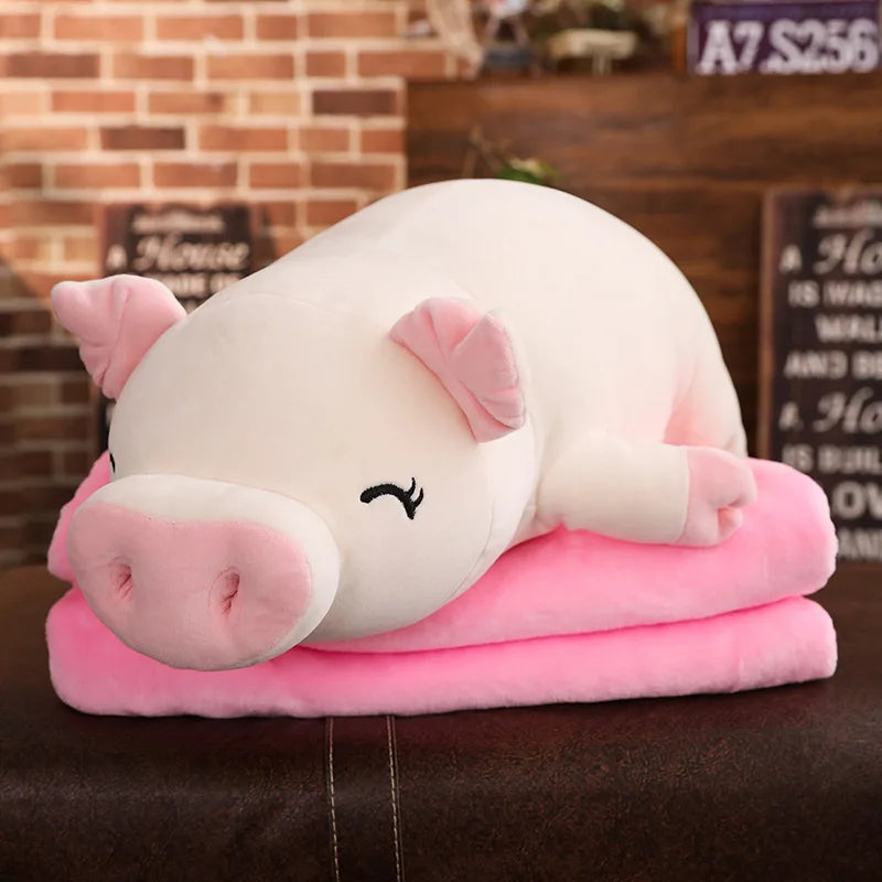 Chubby Lying Pink and Cream Pig Plush - Image 10