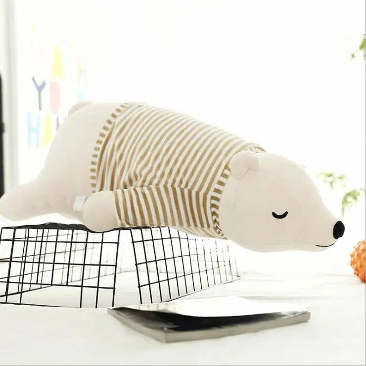 Huggable Brown Bear Plush Toy in Striped Shirt - Image 10
