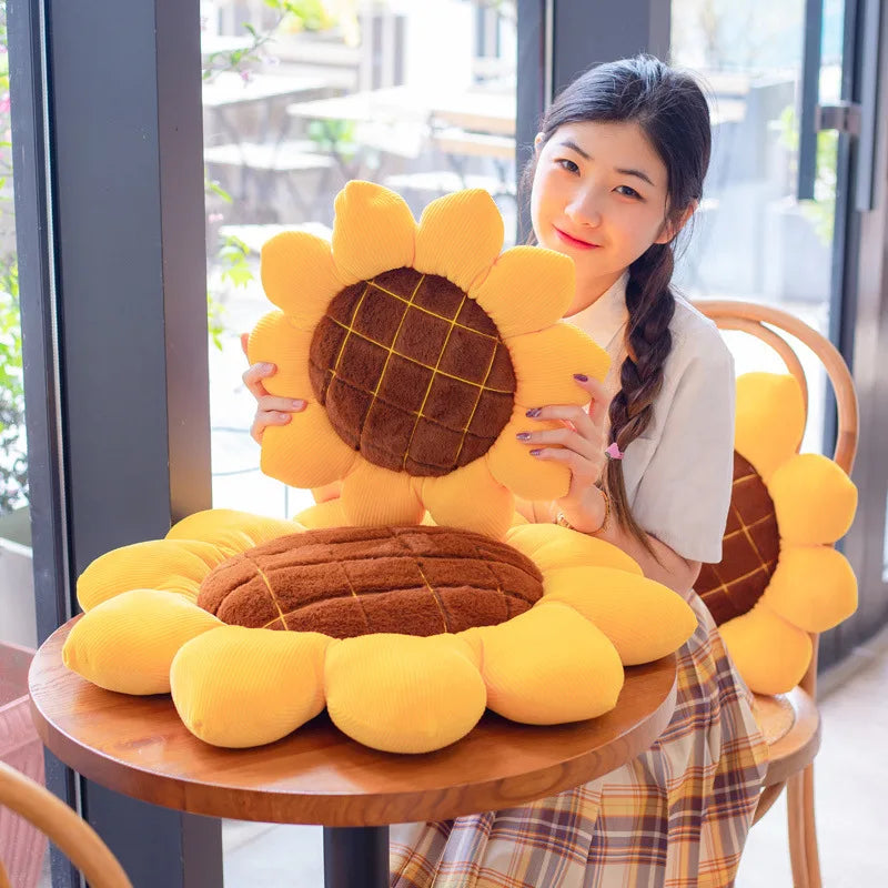 Sunflower Yellow Plush Chair Cushion - Image 3