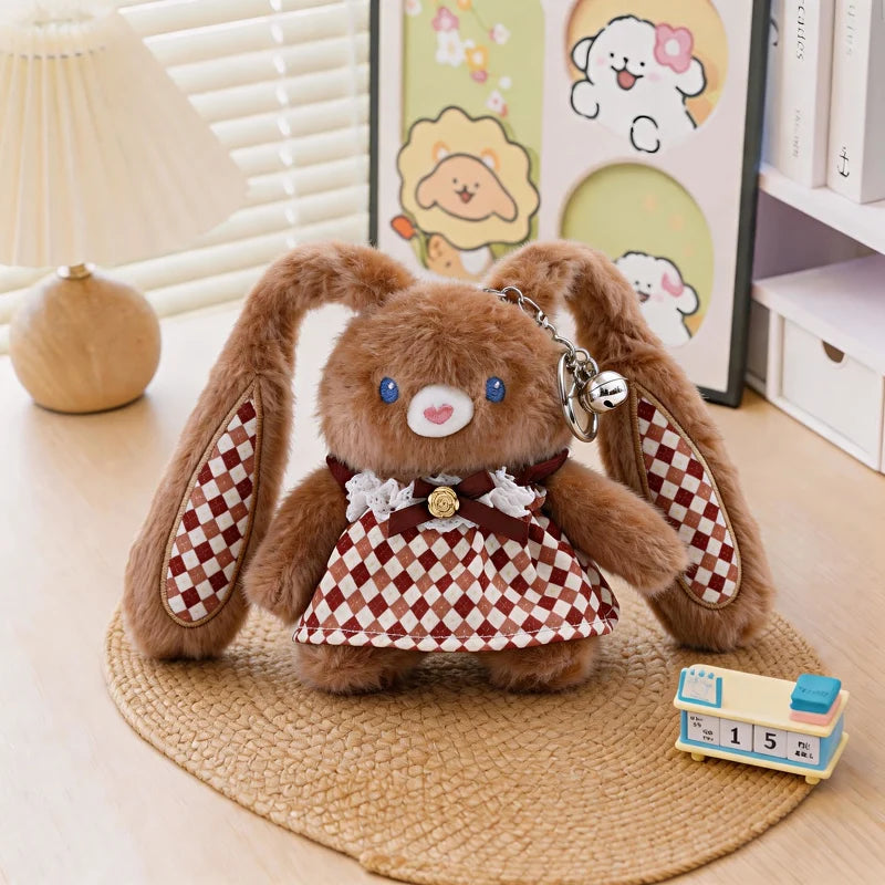 Sweet Gingham Plush Bunny Keychain Bag Charm - Image 7