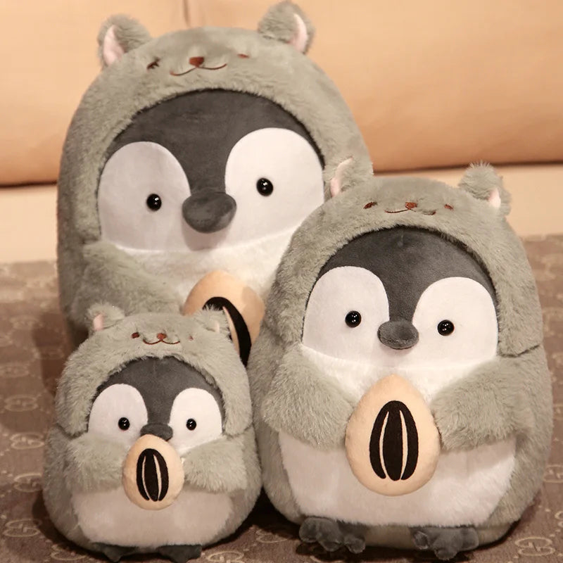 Adorable Grey Penguin Plush with Yellow Hat - Image 4