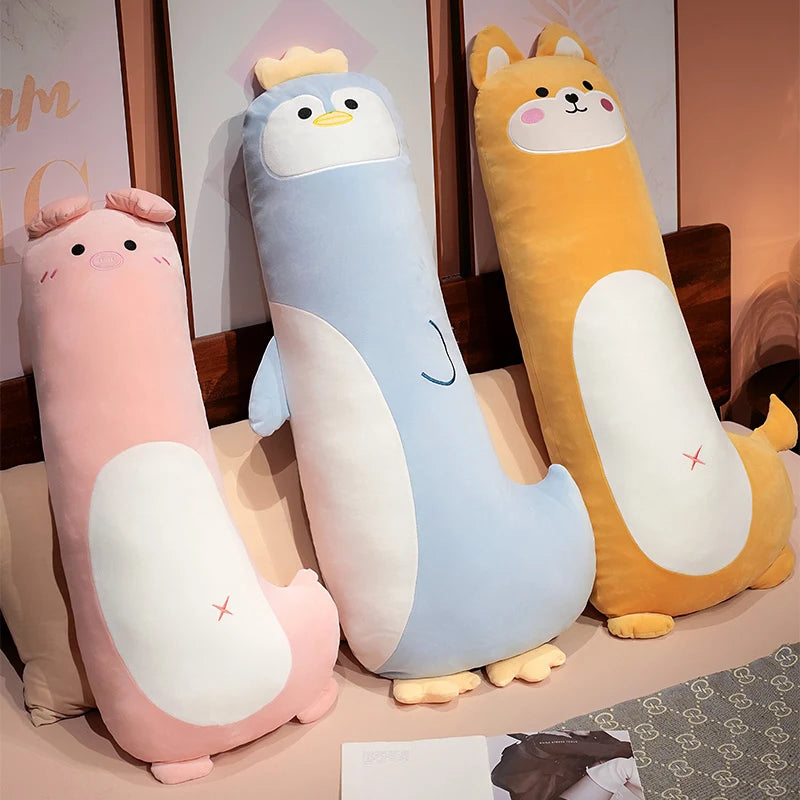 Cute Blue Penguin Long Plush Body Pillow