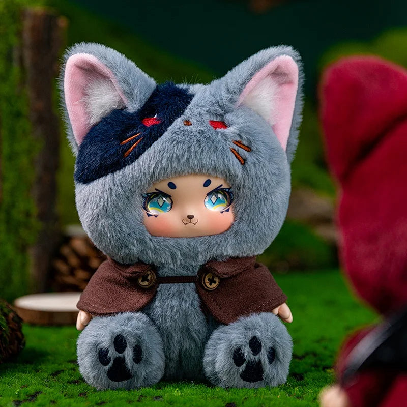 Gothic Maroon Faux Fur Plush Figure - Image 3