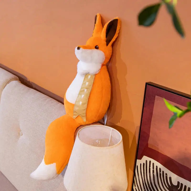 Orange Plush Fox Backpack with Scarf Detail - Image 3