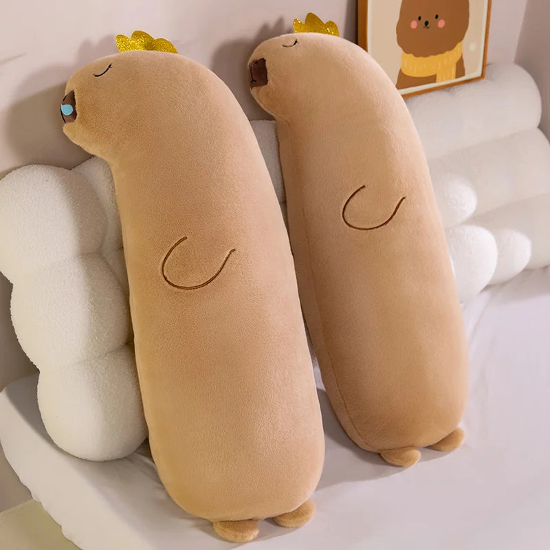 Tan Crowned Capybara Long Plush Pillow