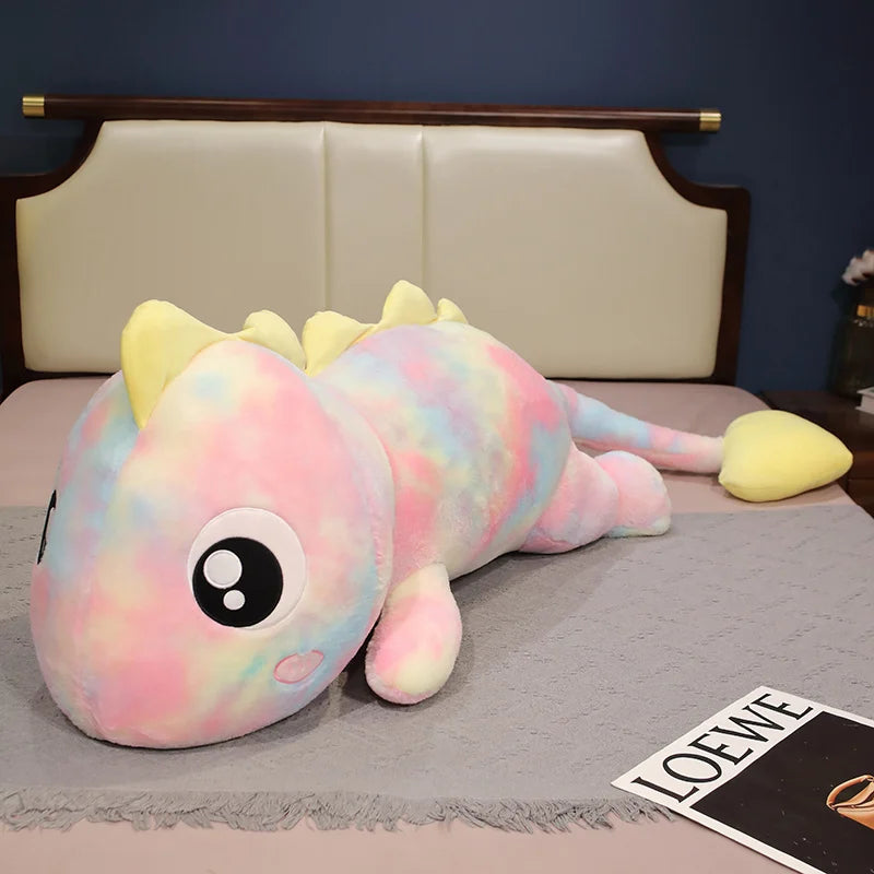 Blue and Yellow Tie-Dye Dinosaur Plush Body Pillow - Image 7