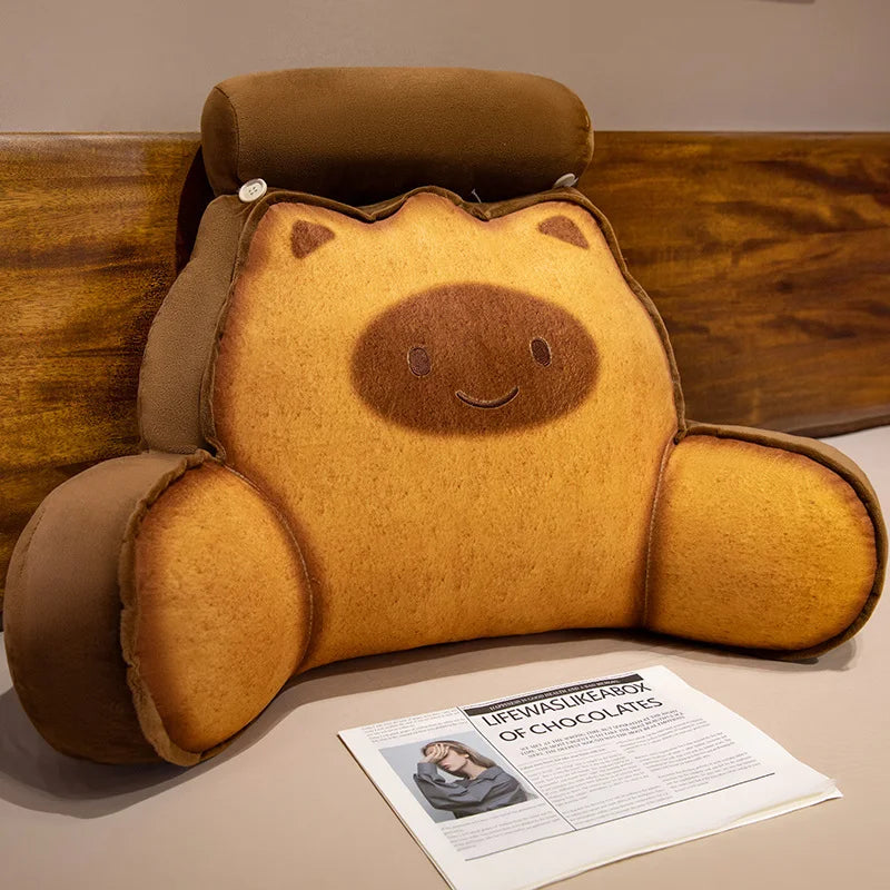 Cute Bear Plush Backrest Pillow with Headrest - Image 5