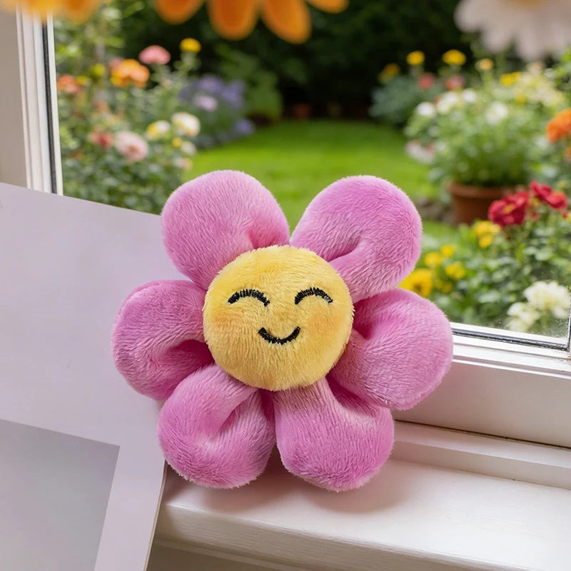Cute Pastel Smiling Flower Plush Keychain - Image 13