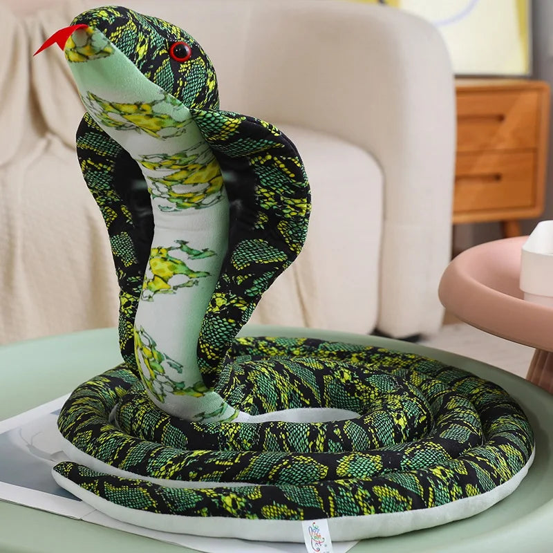 Realistic Brown Cobra and Green Coiled Snake Plush - Image 7