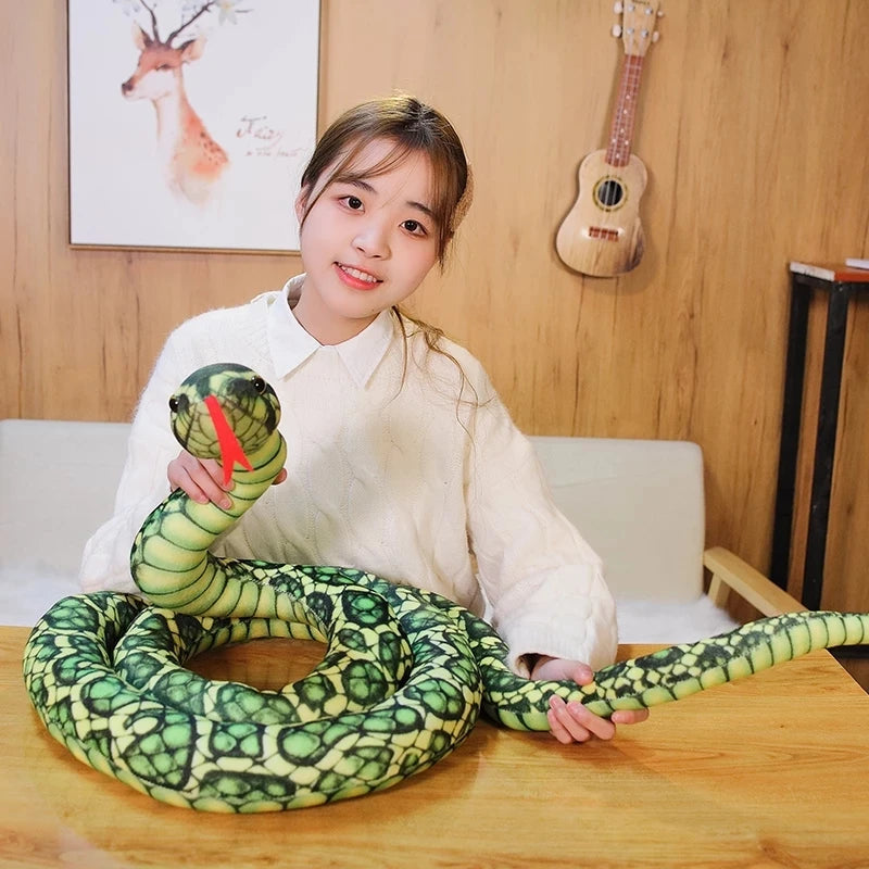 Giant Orange and Yellow Plush Snake with Tongue - Image 2