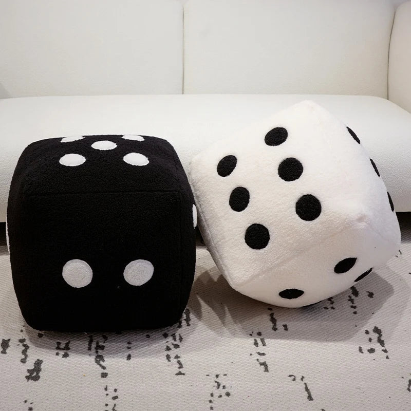 Novelty Black and White Plush Dice Pillow - Image 2