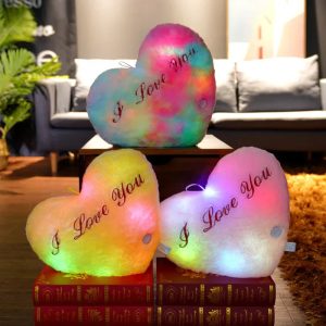 Glowing 'I Love You' Plush Heart Pillow