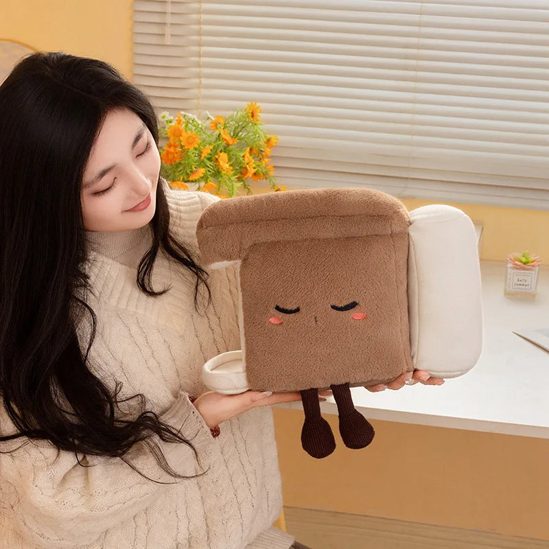 Adorable Brown Toast Plush with Sleepy Face - Image 3