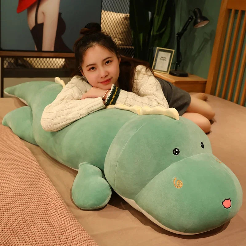 Giant Cute Mint Green Dinosaur Plush Pillow - Image 5