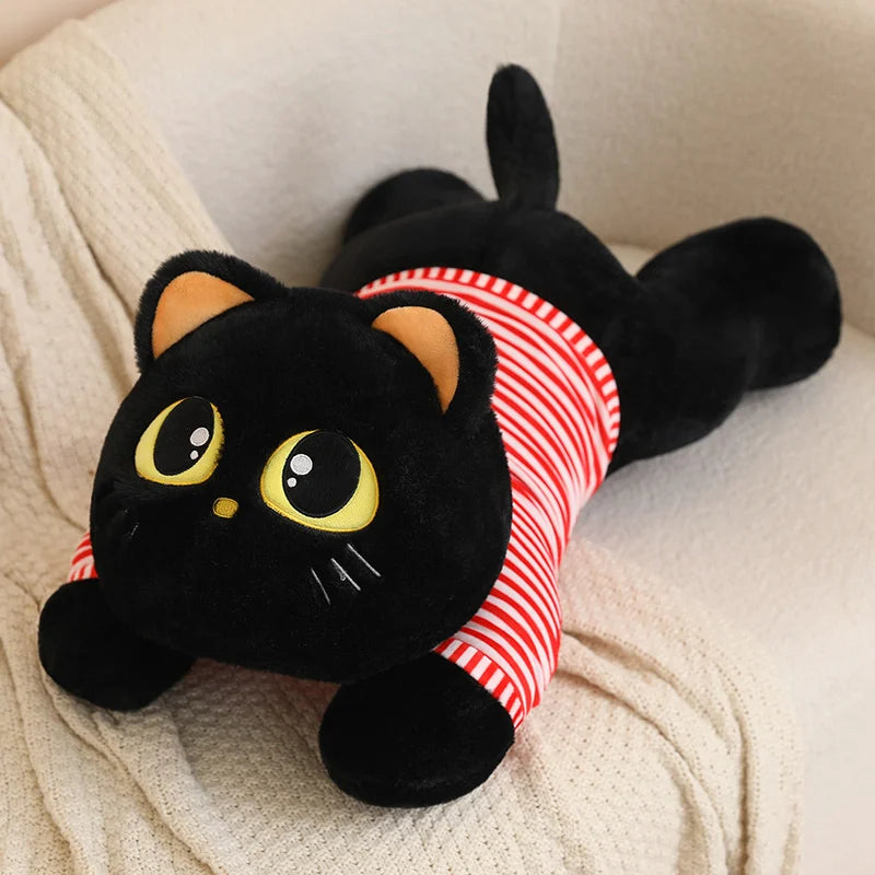 Cute Striped Cat Plush Pillow, Black & Beige - Image 20