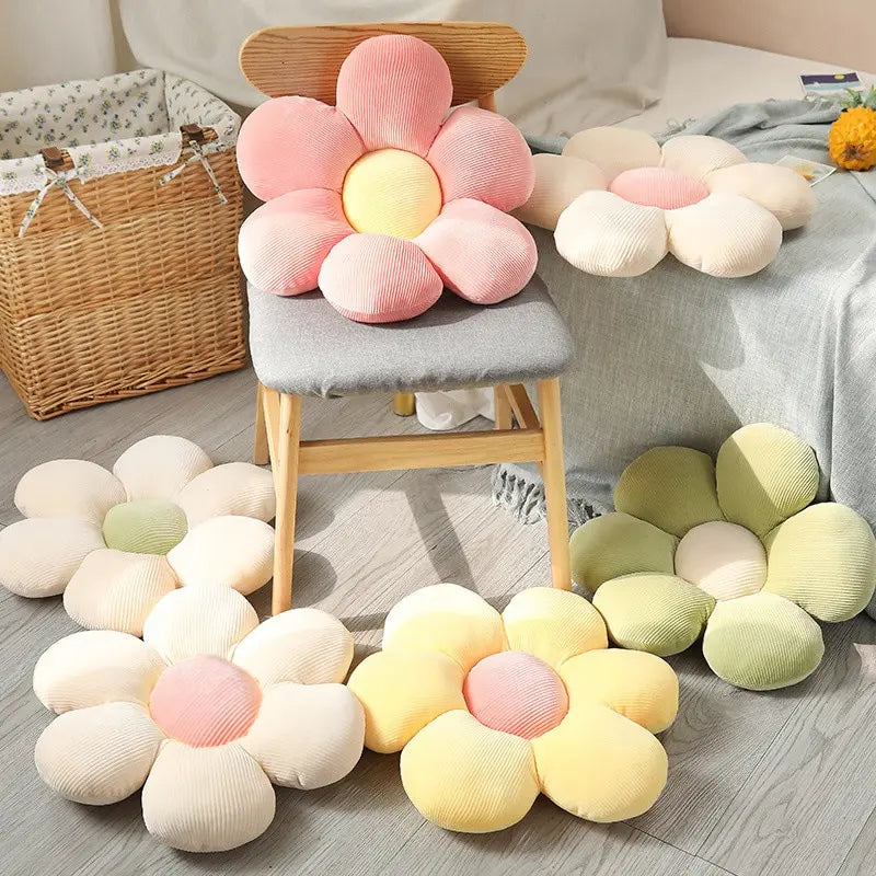 Soft Ribbed Flower Floor Cushion