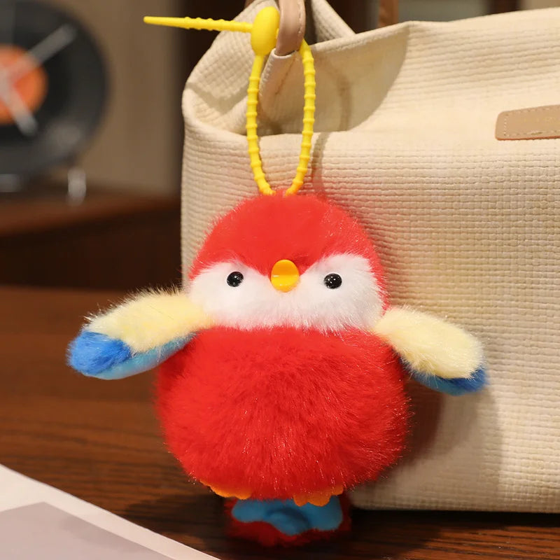 Vibrant Fluffy Bird Plush Keychain - Image 9