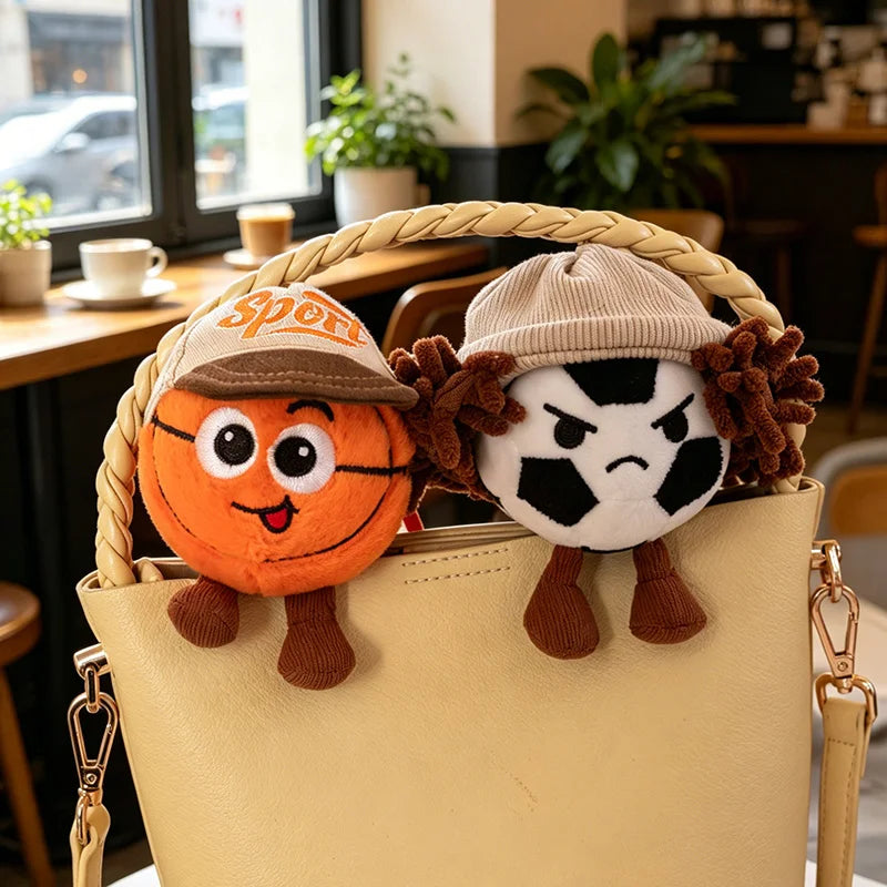 Cute Plush Sports Ball Character Keychains - Image 2