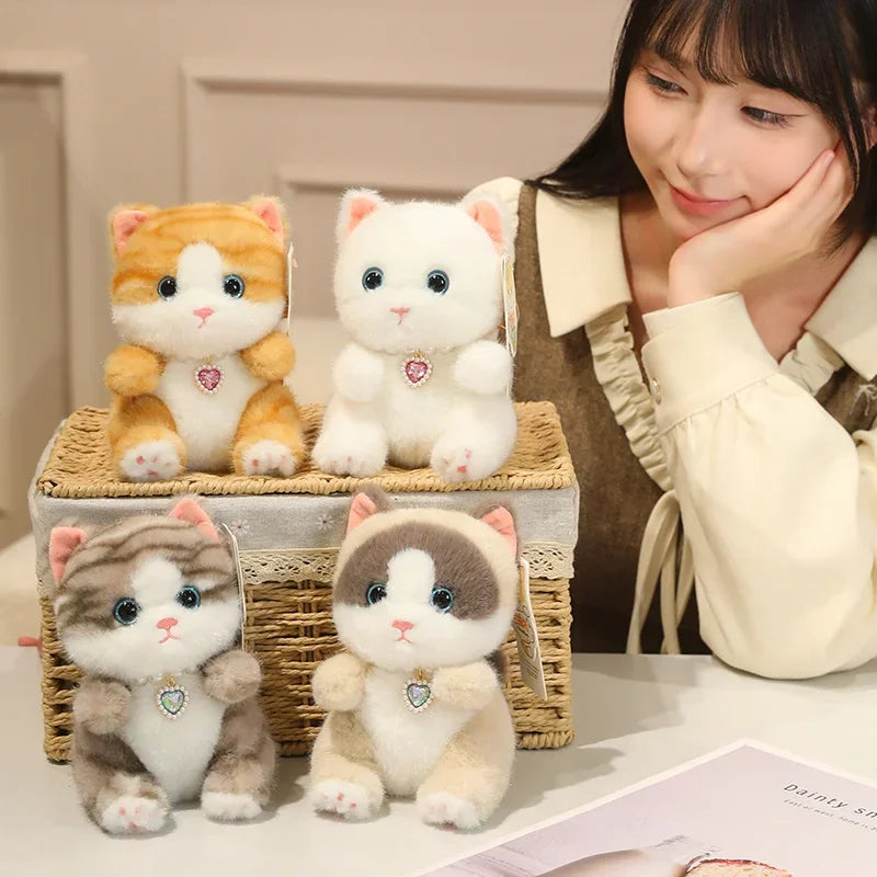 Adorable Cat Plush Toys with Glitter Heart Collar - Image 3