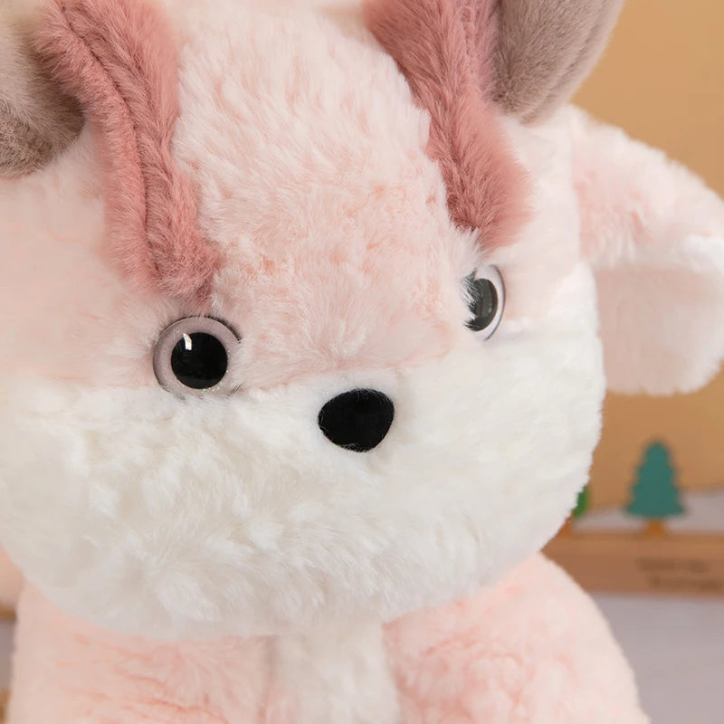 Fluffy Pink and White Fawn Plush - Image 2